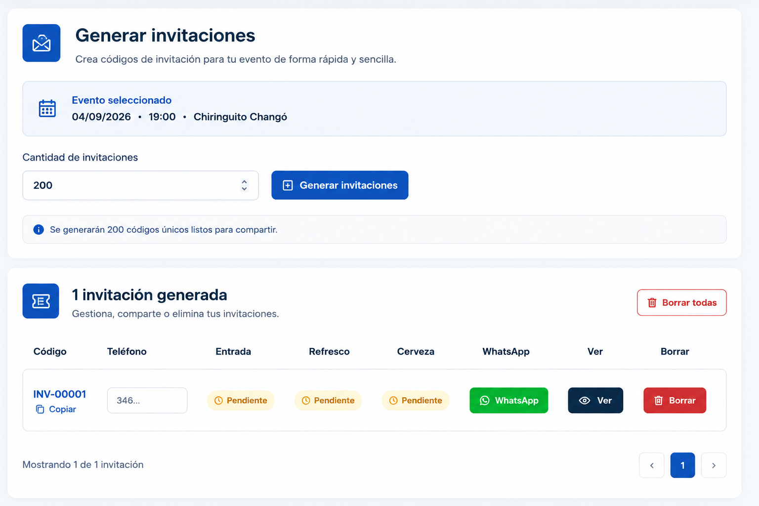 Captura de Control de Bebidas y Aceso