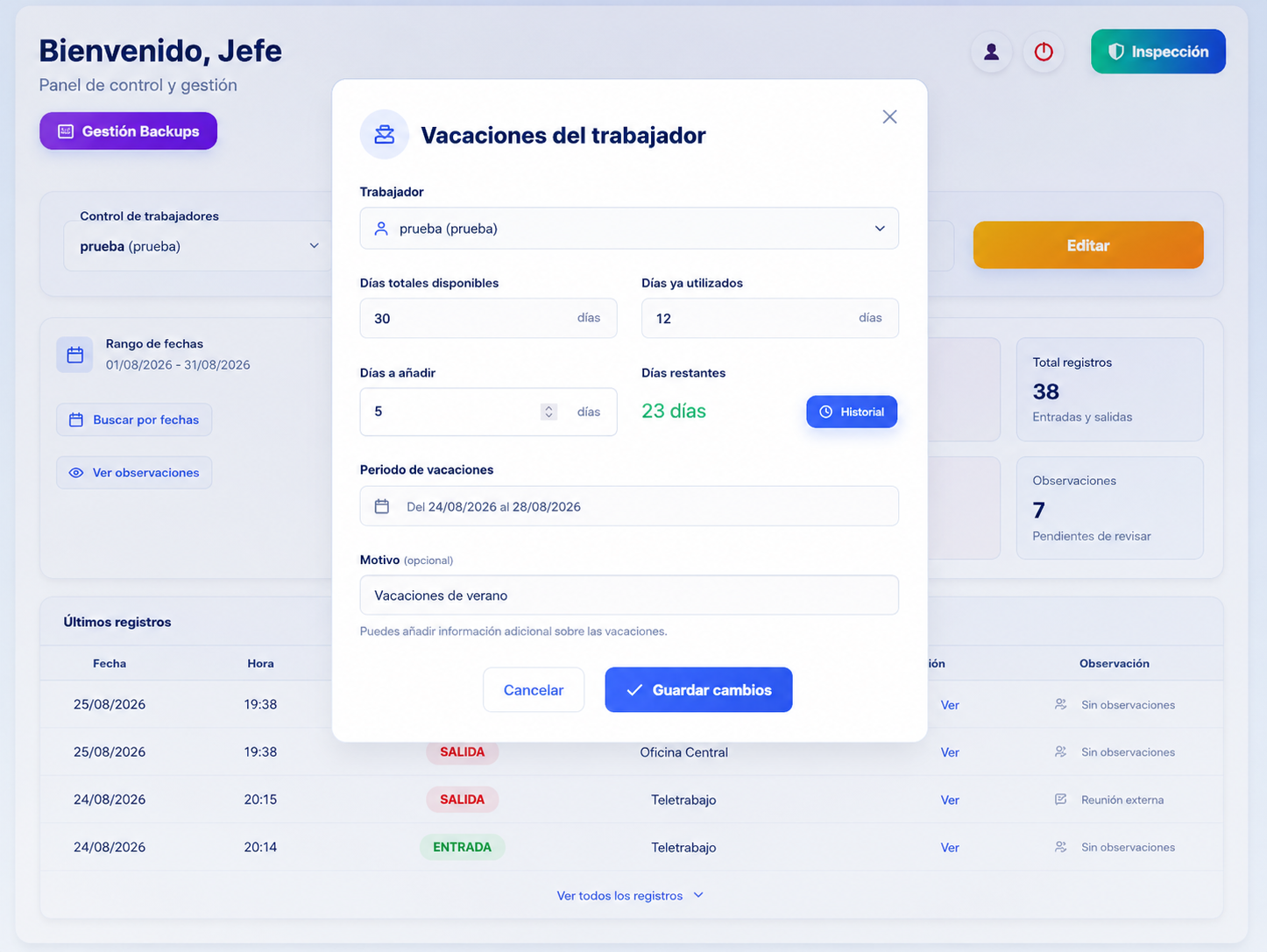 Captura de Control de Fichajes