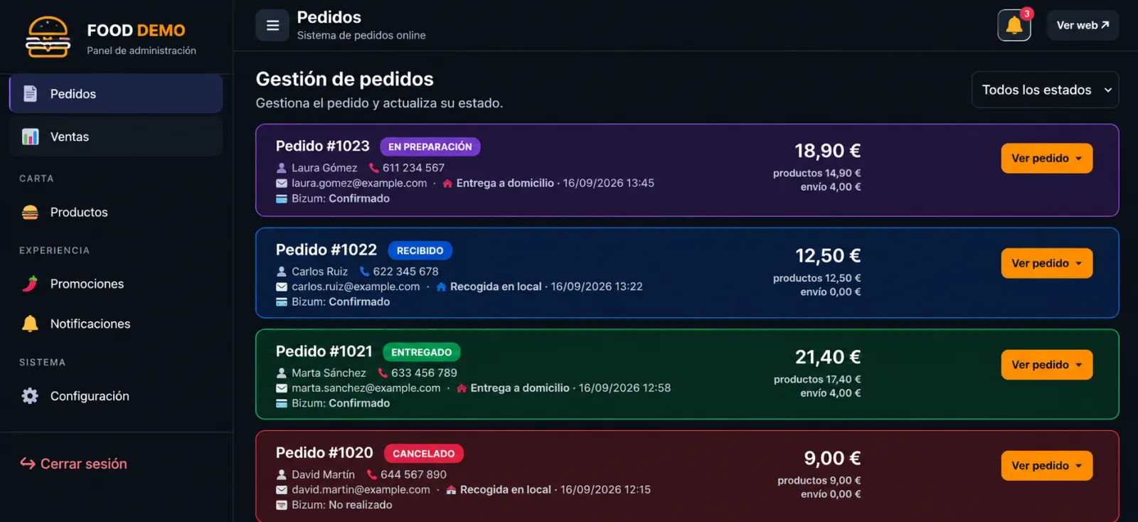 Captura 1 de 🍔 Sistema de pedidos online para restaurantes