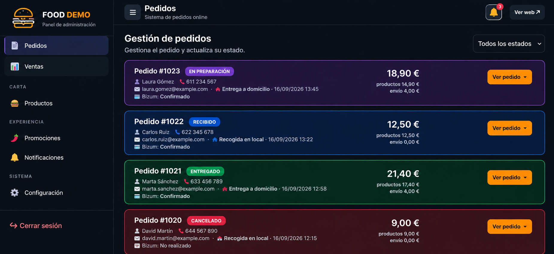 Captura 1 de 🍔 Sistema de pedidos online para restaurantes